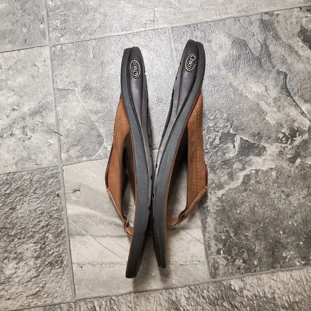 Chaco Classic Brown Leather Flip Flop‎ Thong Sandals Men's 8